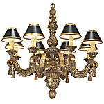 C173-WCH 18 By Artdemexico - Wood Lighting Collection Collection Premium Gold Reale Finish Carved Wood Chandelier